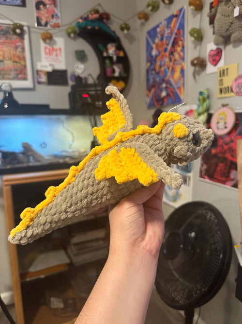 Green and Yellow Dragon Crochet Plushie