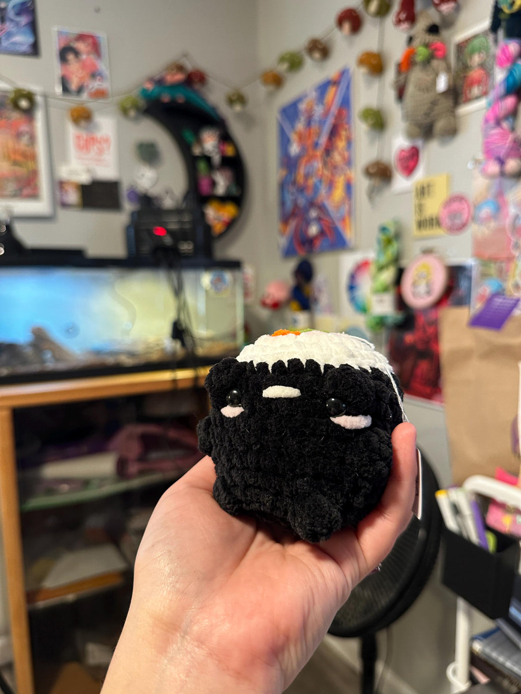 Mini Sushi Frog Crochet Plushie