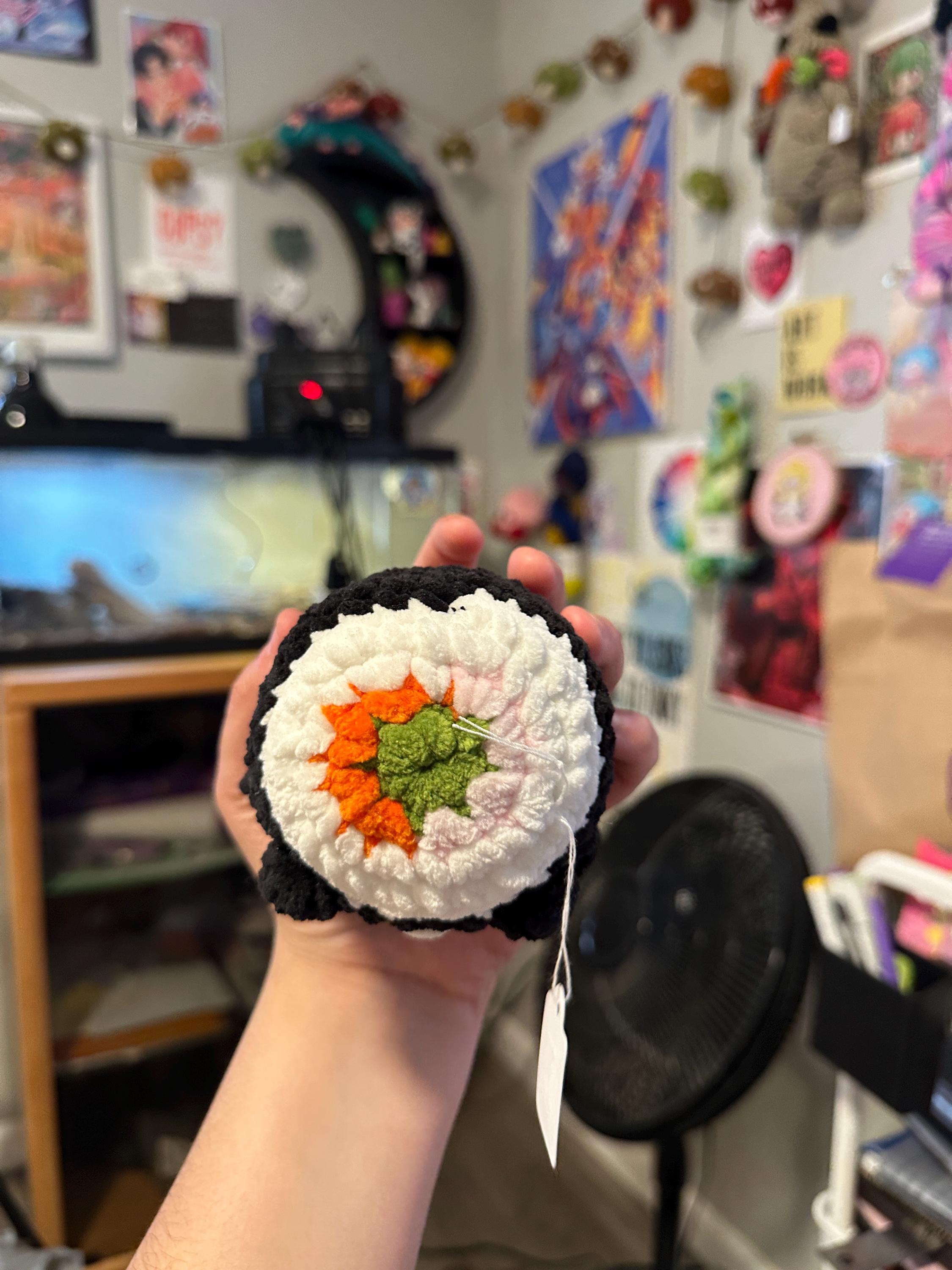 Mini Sushi Frog Crochet Plushie